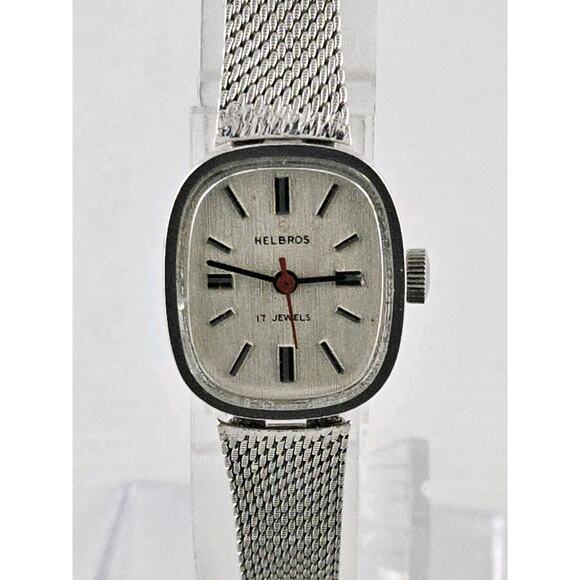 Ladies Helbros Vintage 17 Jewels Manual Wind Mesh Battery Runs Well Nice main image 14